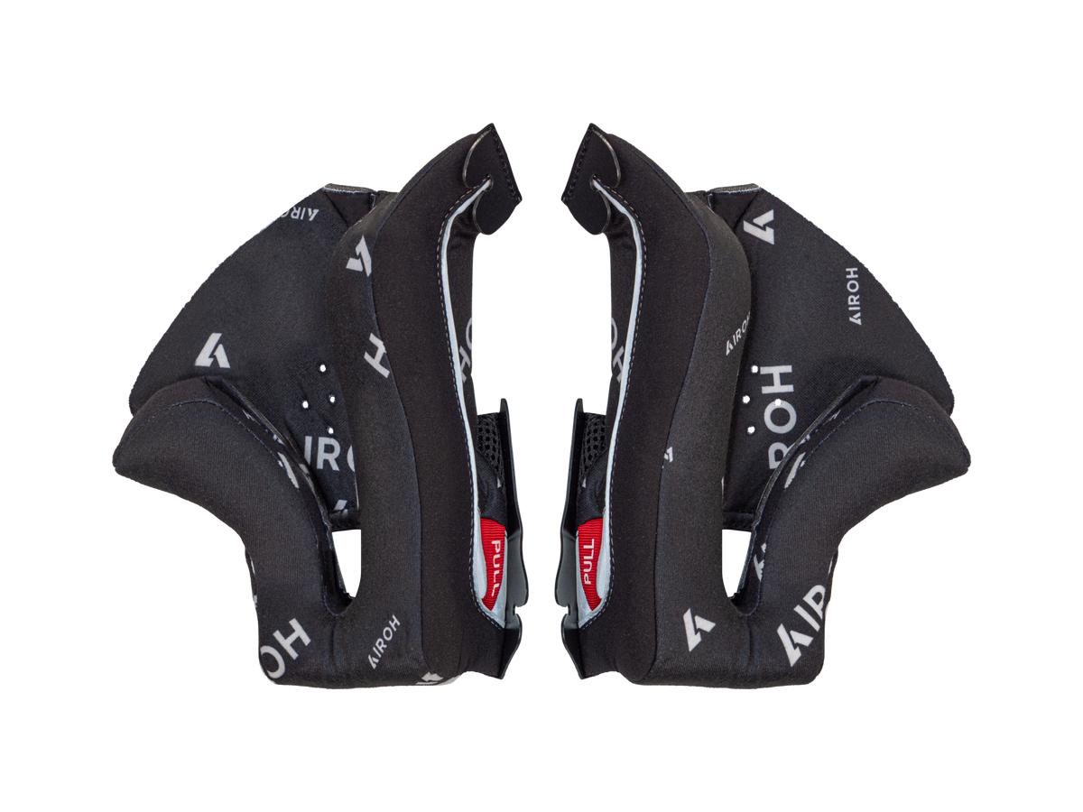 Guanciali originali Airoh TW3BWLG neri e bianchi per casco Twist 3, foto ufficiale del ricambio