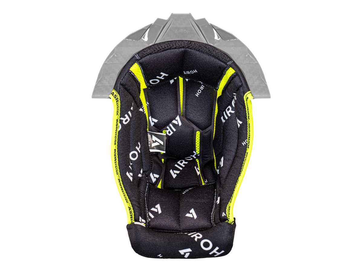 Cuffia interna originale Airoh TW3BWLGC nera e bianca con supporto grigio per casco Twist 3, foto ufficiale del ricambio