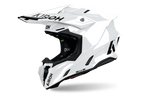 Casco cross Airoh Twist 3 Color bianco lucido, vista tre quarti anteriore sinistra