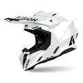 Casco cross Airoh Twist 3 Color bianco lucido, vista tre quarti anteriore sinistra