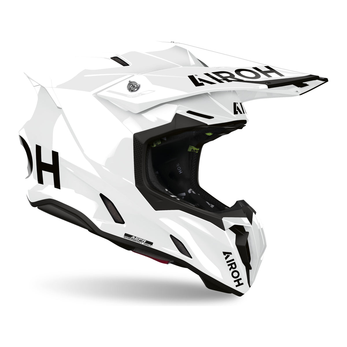 Airoh Twist 3 Color bianco lucido codice TW314, vista di tre quarti dal lato destro con frontino