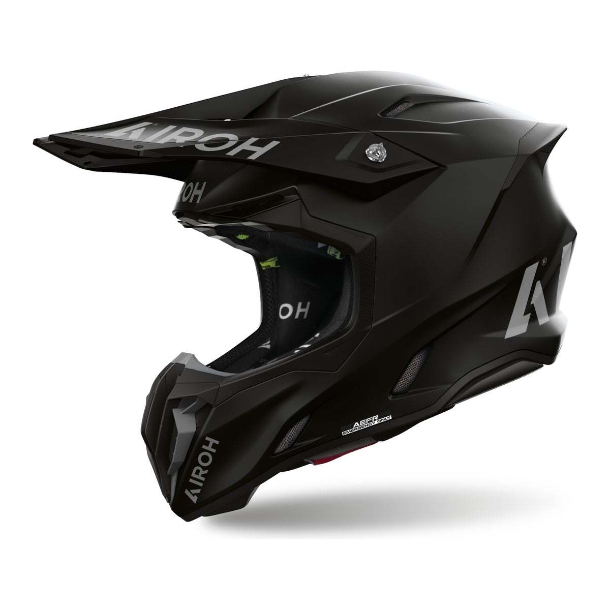 Casco cross Airoh Twist 3 Color nero opaco, vista tre quarti anteriore sinistra
