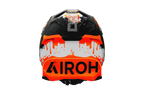 Twist 3 Dirt Airoh in nero arancione opaco, vista frontale con calotta HRT ed estrattori
