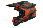 Casco cross Airoh Twist 3 Dynasty arancione grigio opaco, vista tre quarti anteriore sinistra