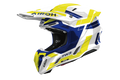 Casco cross Airoh Twist 3 Dynasty blu giallo, vista tre quarti anteriore sinistra