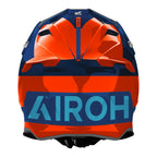 Twist 3 Fancy Airoh in arancio e blu lucido, vista posteriore con il logo Airoh