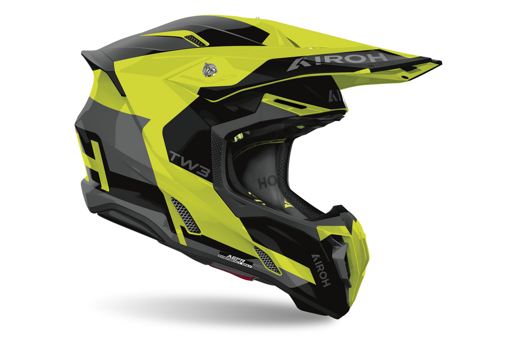 Airoh Twist 3 Fancy giallo fluo codice TW3F31, lato destro con frontino e prese d'aria
