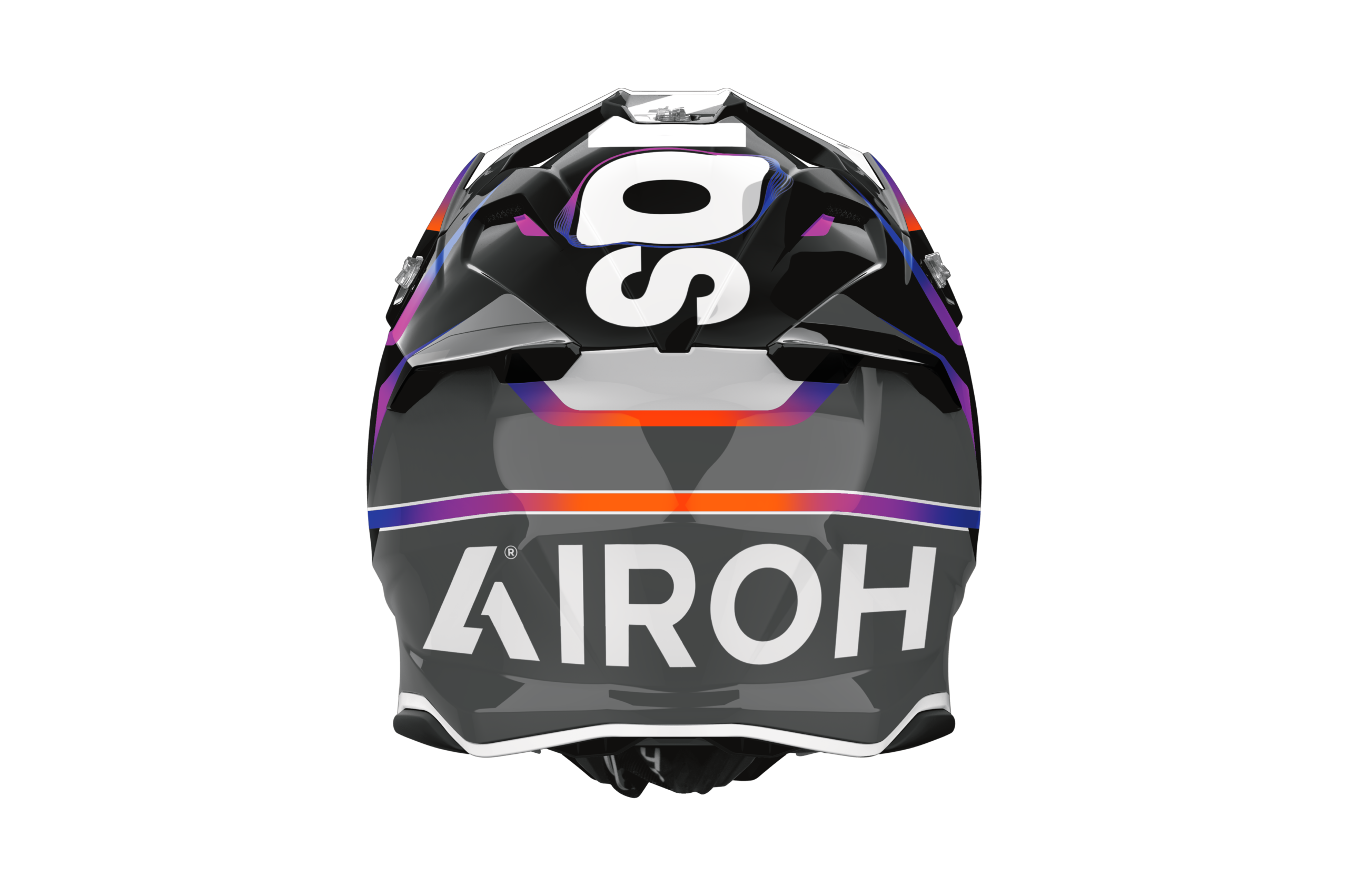Twist 3 Hustle Airoh in nero viola, vista frontale con calotta HRT ed estrattori