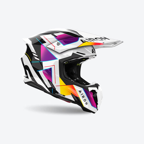 Airoh Twist 3 Rainbow bianco multicolore codice TW3R38, lato destro con frontino e prese d'aria