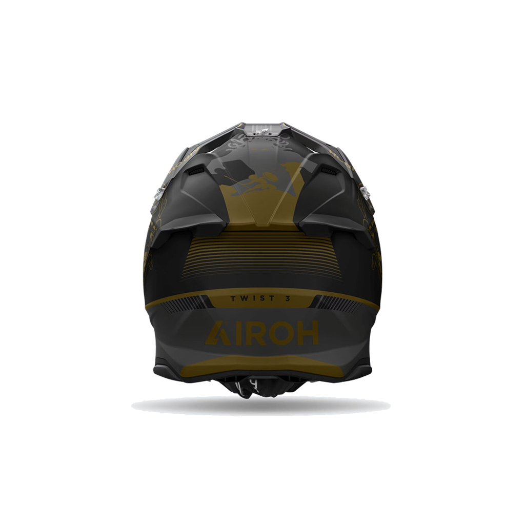 Airoh Twist 3 Titan Nero/Oro Opaco TW3TIT35, casco cross, visto da dietro