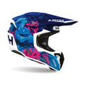 Airoh Twist 3 Underwater Blu/Azzurro Lucido (TW3U35), casco cross visto di lato con frontino, grafica blu, azzurra e bianca con coralli fucsia, lucida