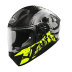 Airoh Valor Akuna VAA31 casco integrale nero lucido e giallo fluo di tre quarti anteriore sinistro, visiera trasparente