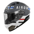 Airoh Valor Craft VAC81 casco integrale grigio antracite opaco e bianco di tre quarti anteriore sinistro, visiera trasparente