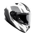 Airoh Valor Wings bianco, grigio e nero opaco di tre quarti anteriore destro, con inserti spigolosi