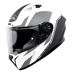 Airoh Valor Wings VAW38 casco integrale bianco, grigio e nero opaco, tre quarti anteriore sinistro, visiera trasparente