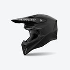 Casco cross Airoh Wraaap Color nero opaco, vista tre quarti anteriore sinistra