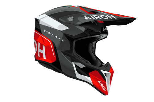 Airoh Wraaap Conquer rosso bianco codice WRAC55, lato destro con frontino removibile