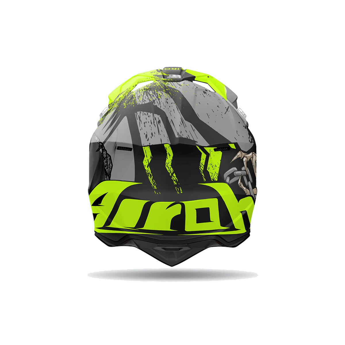 Airoh Wraaap Darkness Grigio/Nero/Giallo Fluo Opaco WRD31, casco cross, visto da dietro