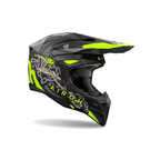 Airoh Wraaap Darkness Grigio/Nero/Giallo Fluo Opaco WRD31, casco cross, vista di tre quarti dal lato sinistro