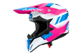 Casco cross Airoh Wraaap Vision bianco rosa, vista tre quarti anteriore sinistra