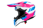 Casco cross Airoh Wraaap Vision bianco rosa, vista tre quarti anteriore sinistra