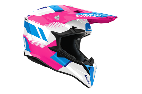 Airoh Wraaap Vision bianco rosa codice WRAV54, lato destro con frontino removibile