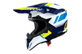 Casco cross Airoh Wraaap Vision blu giallo, vista tre quarti anteriore sinistra