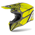 Casco cross Airoh Wraap Idol WRI31 giallo fluo e antracite opaco visto di tre quarti dal lato sinistro