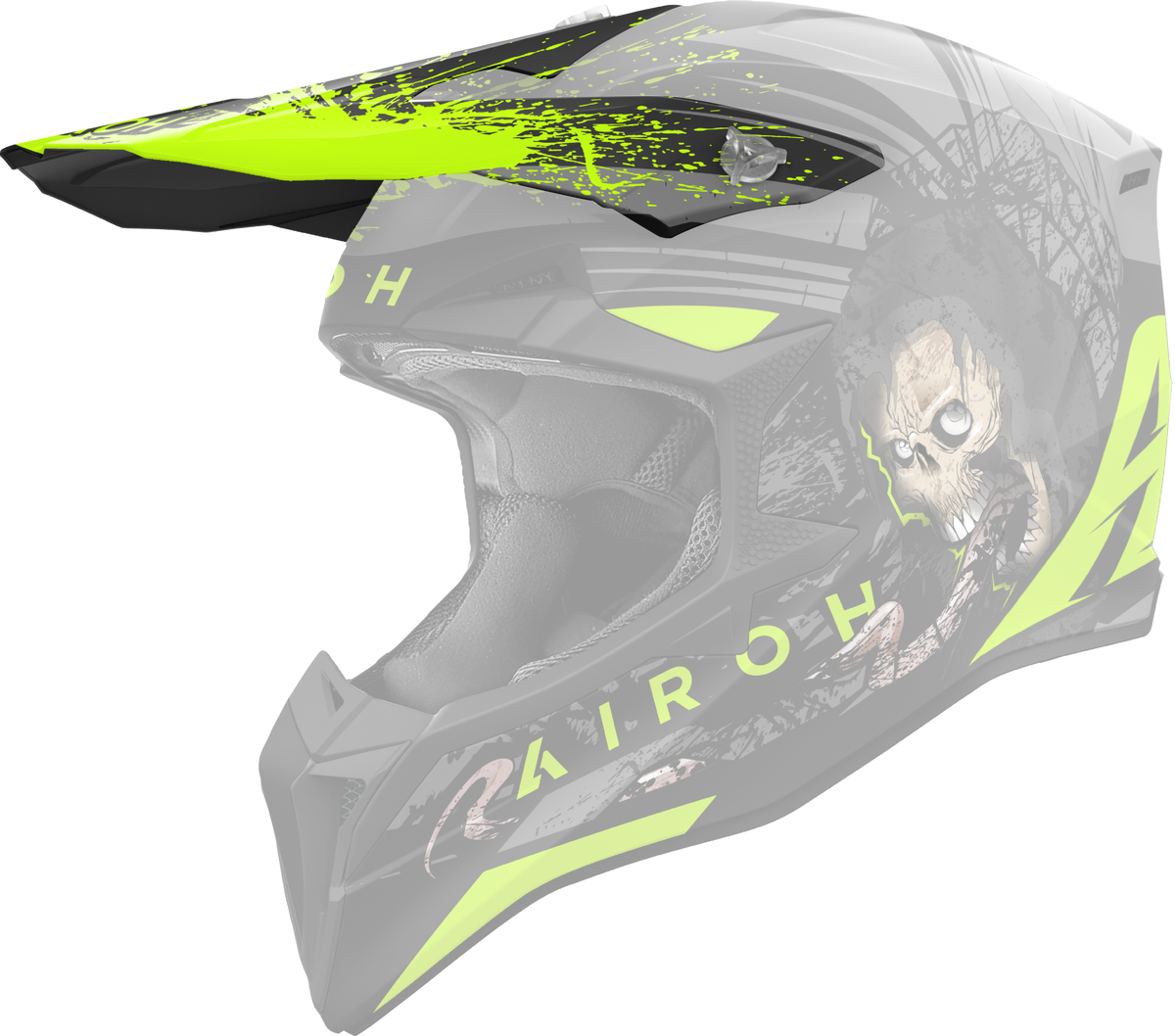 Frontino Darkness Opaco originale Airoh WRD31F per casco Wraaap, mostrato su un casco in trasparenza, foto ufficiale del ricambio