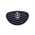 Griglia dello scudo anteriore originale Aprilia 5A000107 per Scarabeo 50 e 100: pannello nero a nervature orizzontali con la sede a tre agganci per la targhetta logo