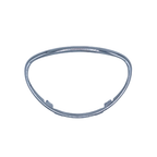 Cornice griglia Aprilia 5A000124 vista di piatto: profilo cromato lucido, superficie liscia senza sede per lo stemma, per Scarabeo 50 2T e 4T e Scarabeo 100 4T
