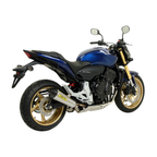Honda CB 600 F Hornet blu con scarico Arrow, vista di tre quarti posteriore destra