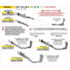 Schema Arrow degli scarichi per Honda CBR 1000 RR-R 2024-2026 tipo SC82 con dB-Killer 11012DB