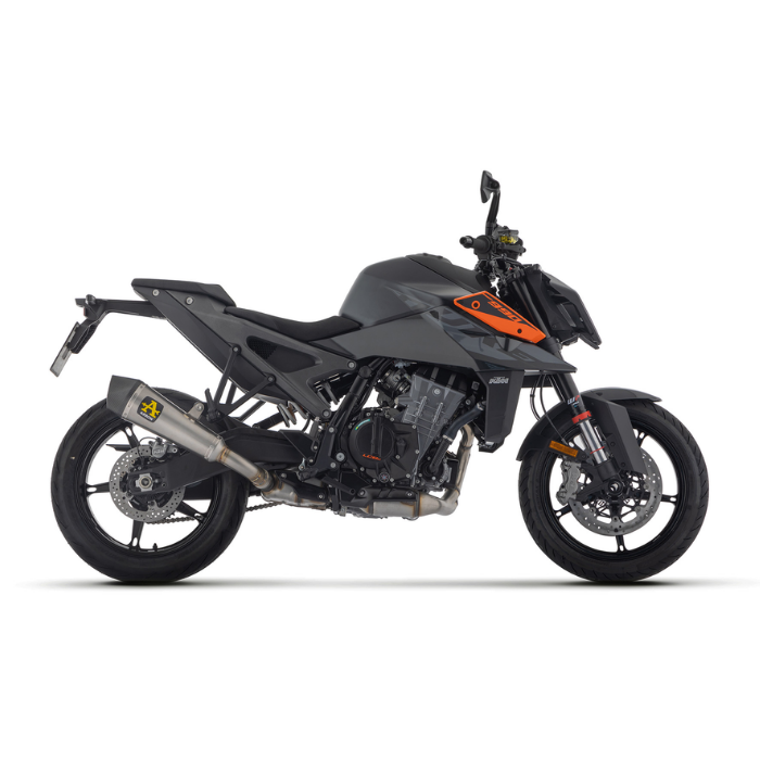 KTM Duke 990 grigia con terminale Arrow montato, punto di inserimento del dB-Killer 11013DB