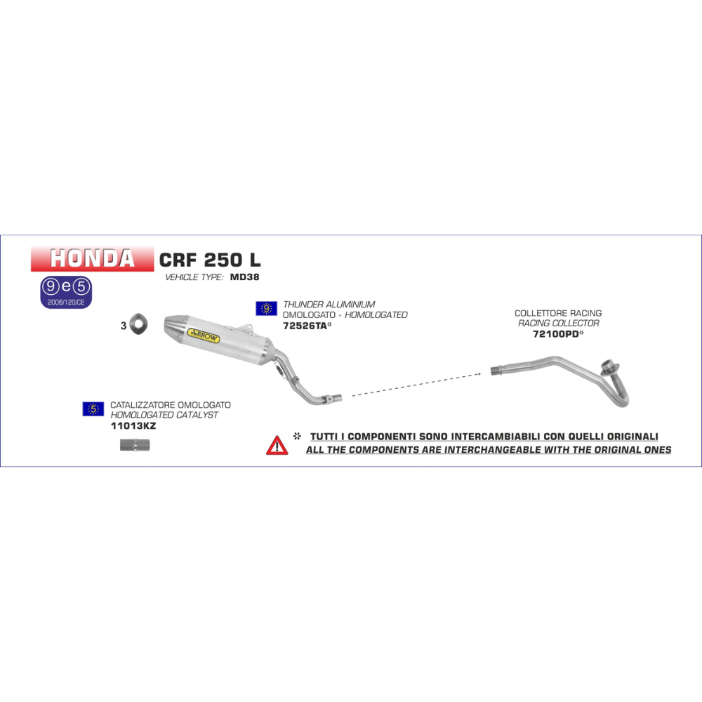 Schema di catalogo Arrow di un'altra moto in cui compare lo stesso catalizzatore 11013KZ