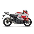 Yamaha YZF-R7 bianca e rossa con impianto Arrow Pista, vista laterale sinistra