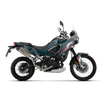 Kawasaki KLE 500 verde petrolio con impianto di scarico Arrow, vista laterale