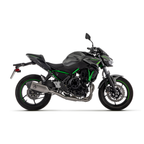 Kawasaki Z 650 verde e nera con terminale Arrow, vista laterale destra