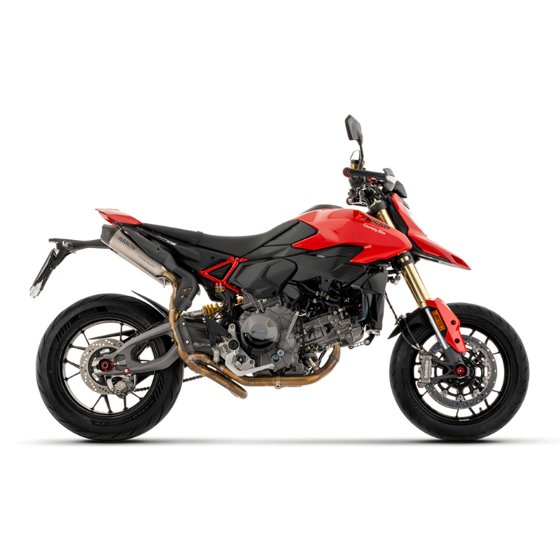 Ducati Hypermotard V2 rossa con impianto Arrow, vista laterale sinistra