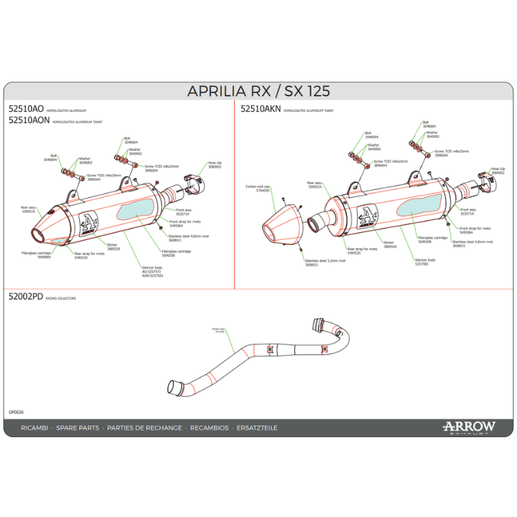 Arrow 52002PD Collettore Racing Titanio – Aprilia RX/SX 125 2021-2024 - Moon Bike - Vista 9