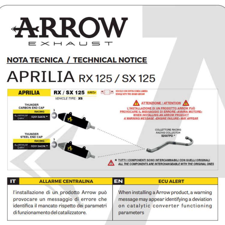 Arrow 52013AKN Terminale Thunder Racing Alluminio Dark Fondello Carbonio – Aprilia RX/SX 125 2025-2026 - Moon Bike - Vista 5