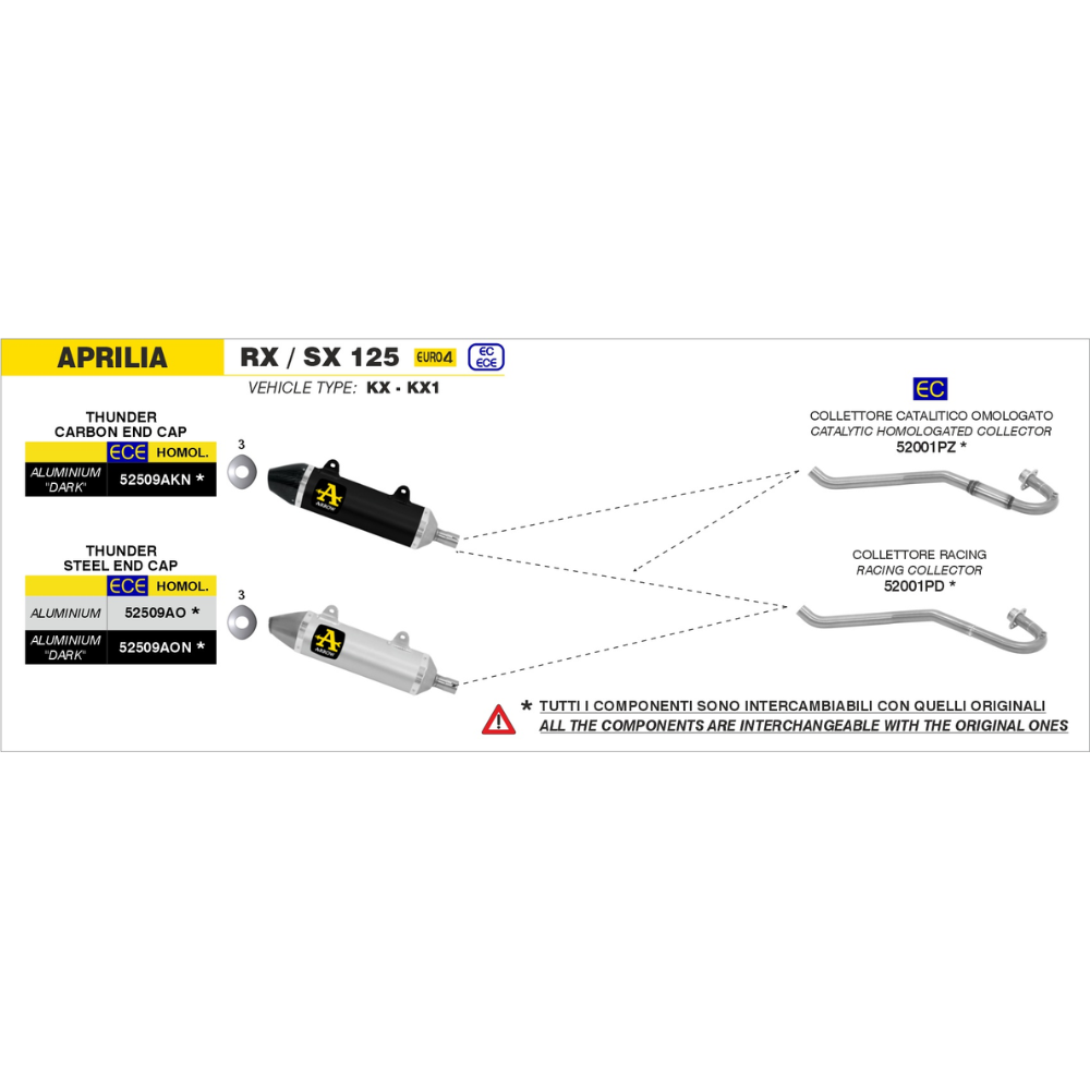 Arrow 52509AKN Terminale Thunder Alluminio Dark Fondello Carbonio – Aprilia RX/SX 125, UM DSR EX, Malaguti XTM/XSM - Moon Bike - Vista 2
