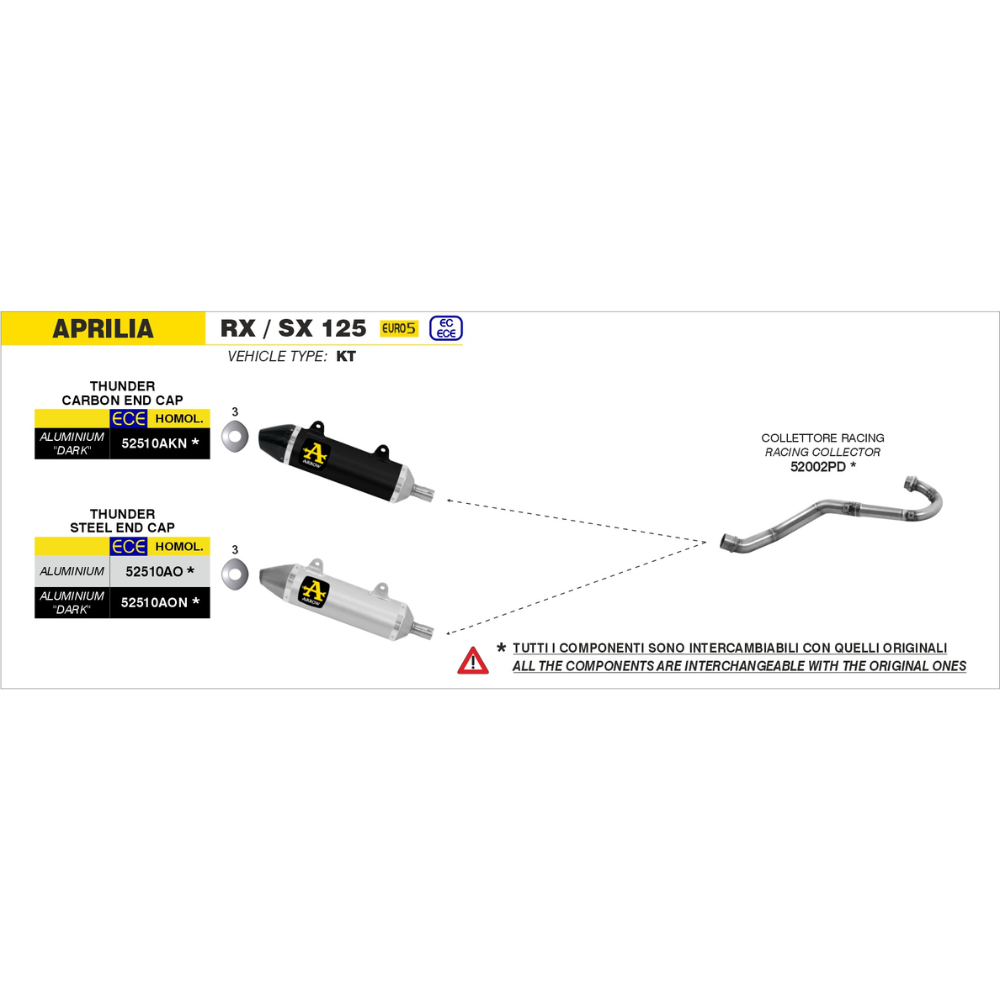 Arrow 52510AKN Terminale Thunder Alluminio Dark Fondello Carbonio – Aprilia RX/SX 125 2021-2024 - Moon Bike - Vista 4
