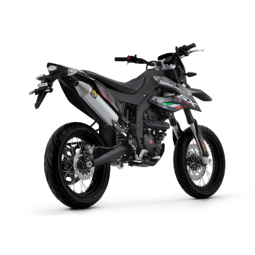 Arrow 52510AO Terminale Thunder Alluminio Fondello Acciaio - Moon Bike - Montato su Aprilia SX 125, vista tre quarti posteriore