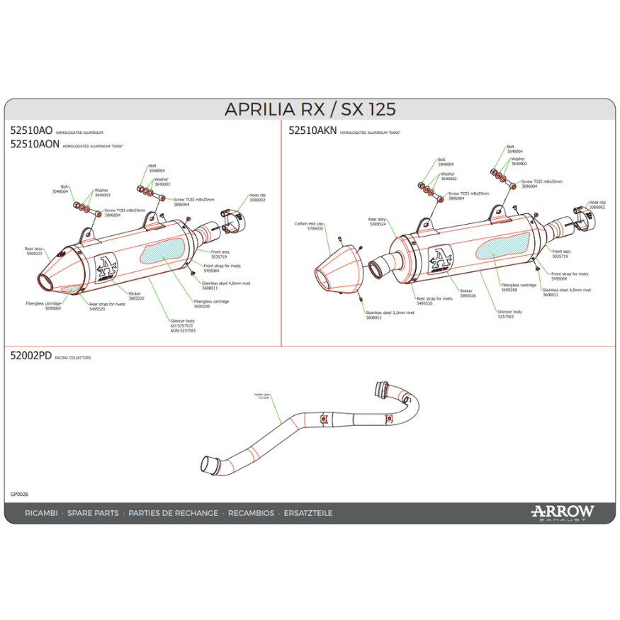 Arrow 52510AON Terminale Thunder Alluminio Dark Fondello Acciaio – Aprilia RX/SX 125 2021-2024 - Moon Bike - Vista 5