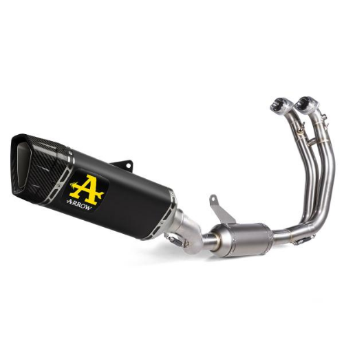 Impianto Arrow Pista racing 71068PTN: silenziatore titanio Dark nero, fondello carbonio, collettori inox