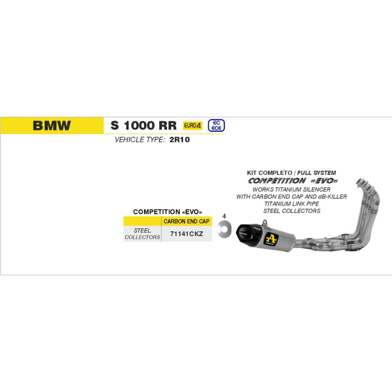 Tavola di montaggio Arrow BMW S 1000 RR 2017-2018 (2R10) con il codice 71141CKZ