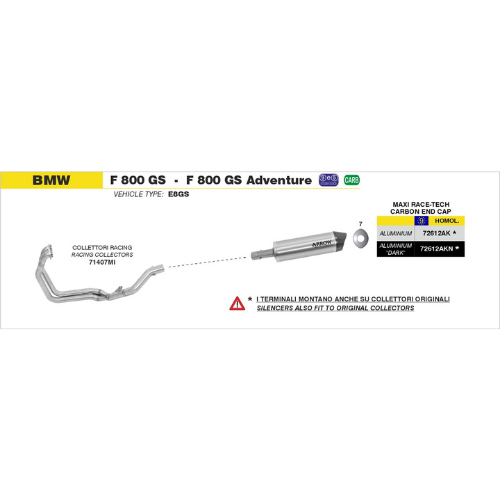 Schema di montaggio Arrow dei collettori 71407MI su BMW F 800 GS e F 800 GS Adventure