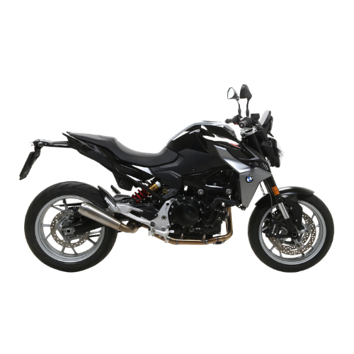 BMW F 900 R nera con impianto di scarico Arrow, vista laterale destra