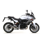BMW F 900 XR bianca con impianto di scarico Arrow, vista laterale destra